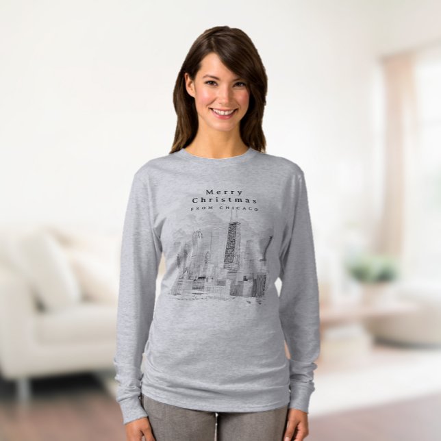 T-shirt de Noël moderne de Chicago (Chicago Christmas Holiday T-Shirt)