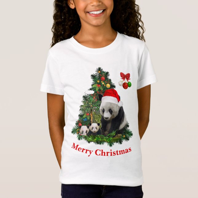 T-Shirt de Noël ours panda (Devant)