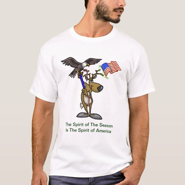 T-shirt de Noël Patriotic Reindeer (Devant)