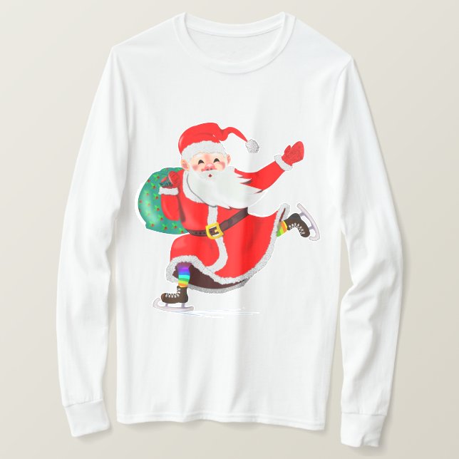 T-shirt de Noël Père Noël avec cadeau (Design devant)