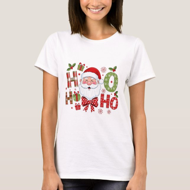 T-shirt de Noël personnalisé "Ho Ho Ho" avec le Pè (Devant)