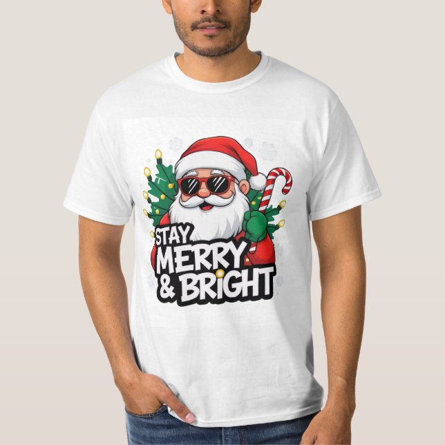 T-Shirt de Noël pour adolescents  Restez joyeux et (Devant)