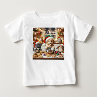 T-shirt de Noël pour bébé avec chien, chat, lapin 