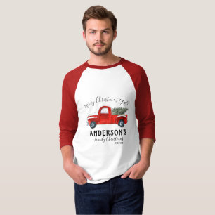 T-shirt de Noël pour la famille - Camion rouge vin