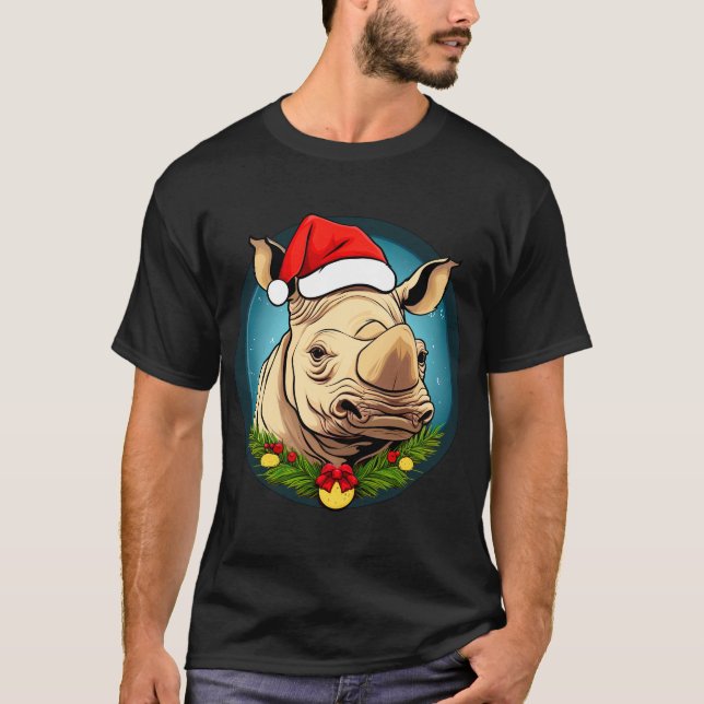 T-Shirt de Noël rhinocéros (Devant)