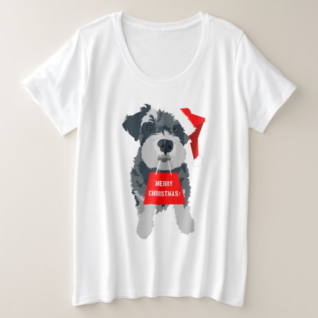 T-shirt de Noël Schnauzer Chien Santa Hat (Design devant)