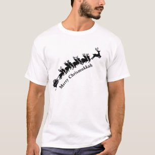 T-shirt de Noël silhouette du Père Noël et son tra