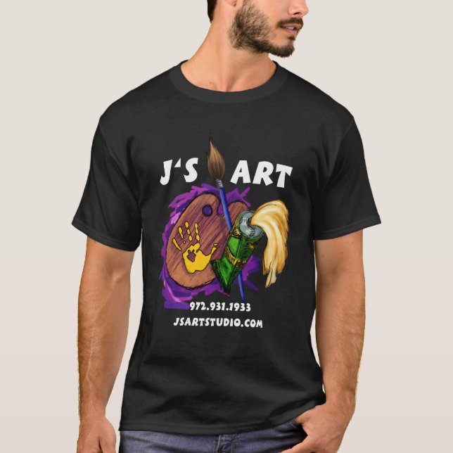 T-shirt de noir de studio d'art de Js (Devant)