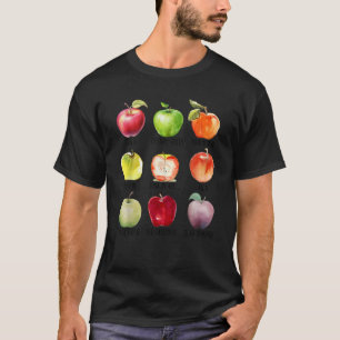 T-shirt De nombreuses sortes de pommes mignonnes de couleu