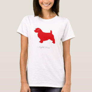 T-shirt de Norfolk Terrier (silhouette rouge)
