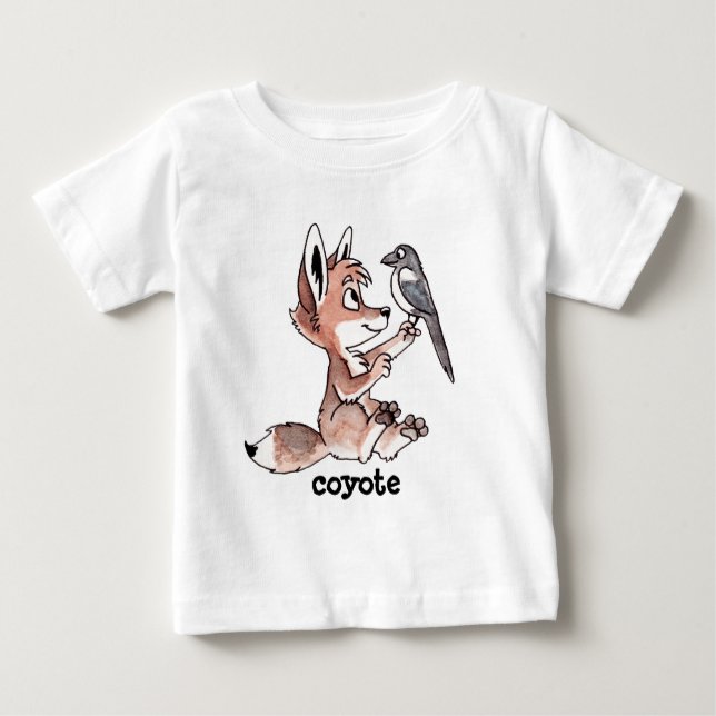 T-shirt de nourrisson de coyote et de pie (Devant)