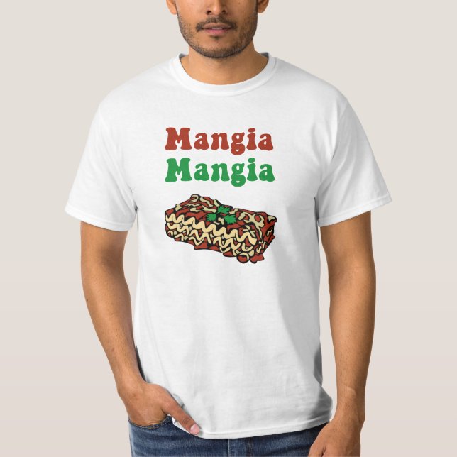 T-Shirt de nourriture italienne Mangia Mangia (Devant)
