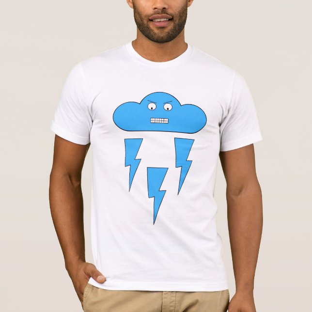 T-shirt de nuage d'humeur (fâché/foudre) (Devant)