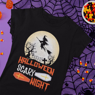 T-shirt de nuit Éffrayant Halloween Sorcière volan