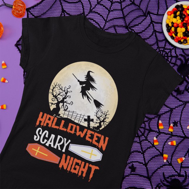 T-shirt de nuit Éffrayant Halloween Sorcière volan (Créateur téléchargé)