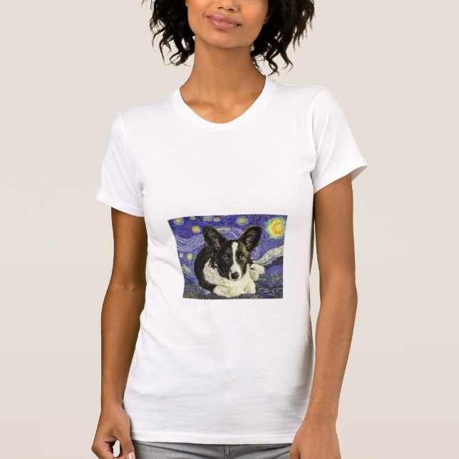 T-shirt de nuit étoilée de Van Gogh de corgi de (Devant)