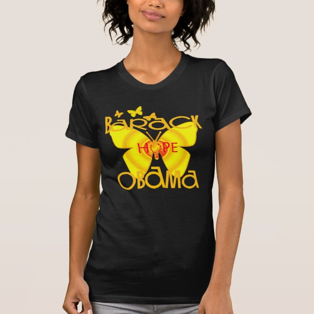 T-shirt de papillon d'Obama de soutien (Devant)