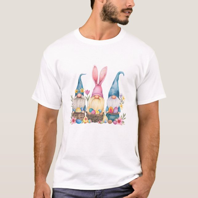 T-shirt de Pâques à trois Gnome Gnome d'Easter Egg (Devant)
