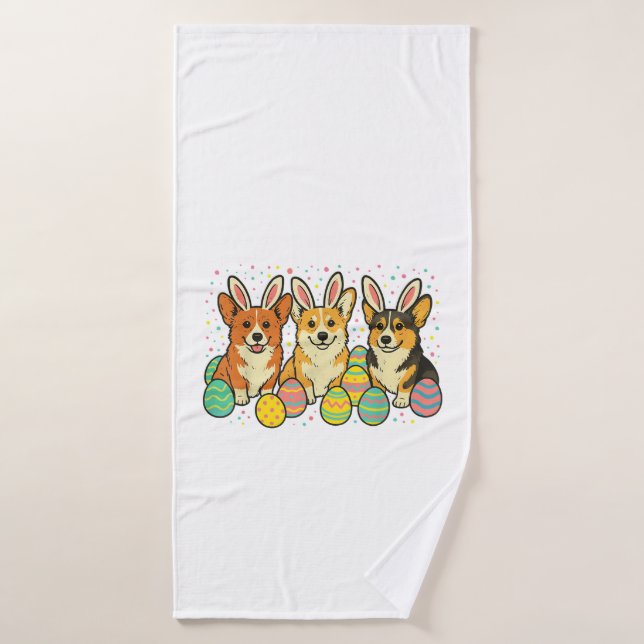 T-Shirt de Pâques Corgi_1 (Serviette de bain)