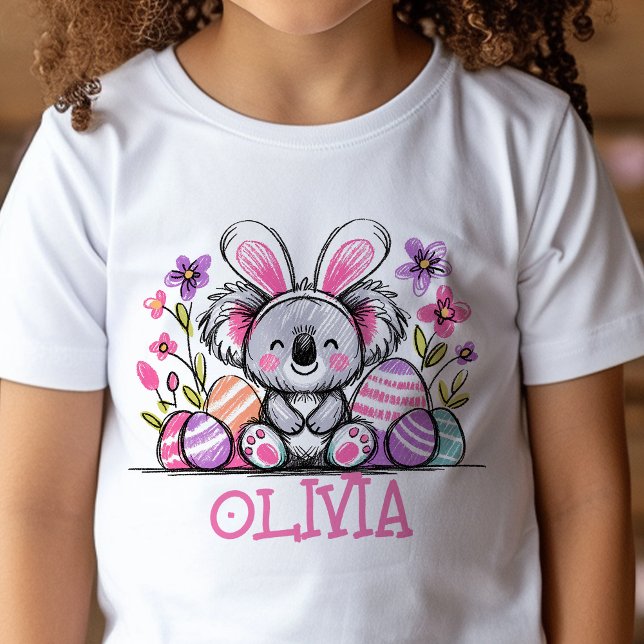T-shirt de Pâques Nom personnalisé Filles Koala Bu (Kids name Easter t-shirt)