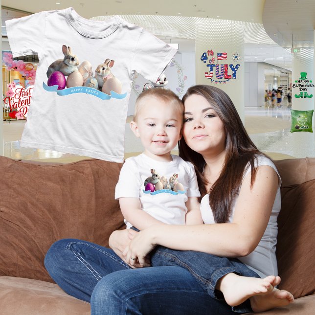 T-shirt de Pâques pour bébé deux lapins et oeufs d (Créateur téléchargé)