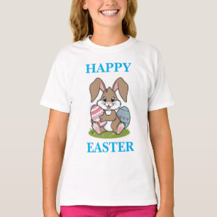 T-shirt de Pâques pour filles sautant sur le chemi