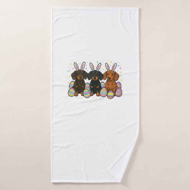 T-Shirt de Pâques Teckel (Serviette de bain)
