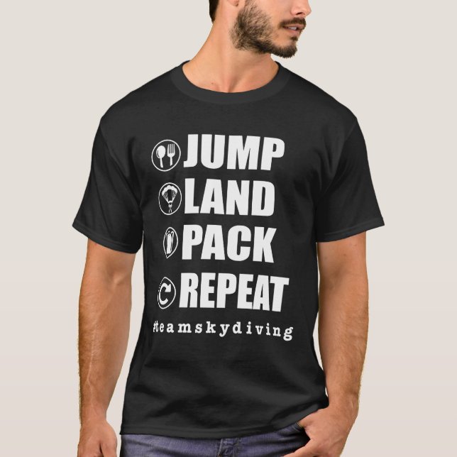 T-shirt de parachutisme en sautant au sol à plusie (Devant)