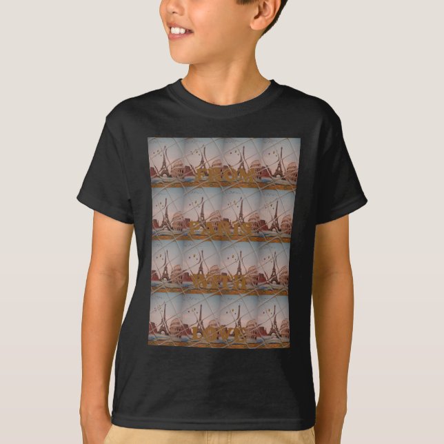 T-shirt De Paris Avec amour bleu ciel couleurs (Devant)
