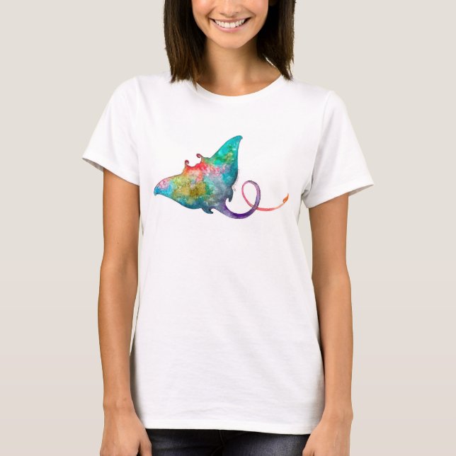 T-shirt de pastenague de l'aquarelle des femmes (Devant)