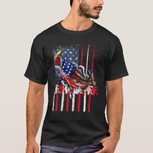 T-shirt de pêche à la basse Pêche Poisson Drapeau