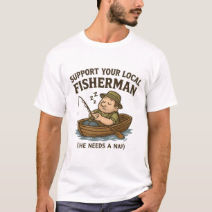 T-shirt de pêche amusant - "Soutenez votre pêcheur