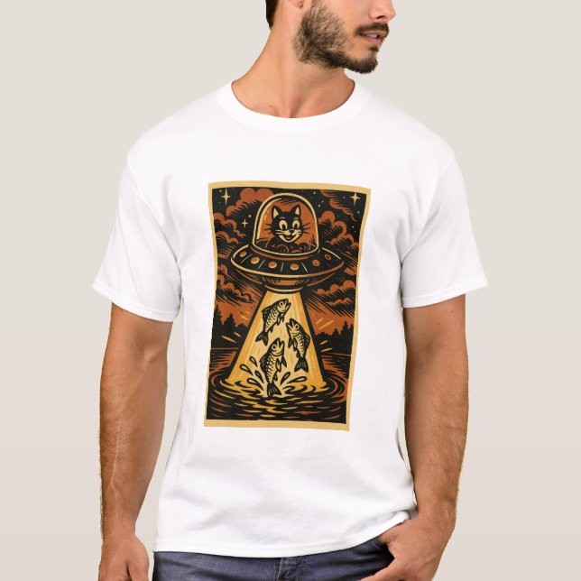 T-Shirt de pêche au chat (Devant)