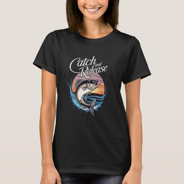 T-shirt de pêche au coucher du soleil Poisson Attr (Devant)