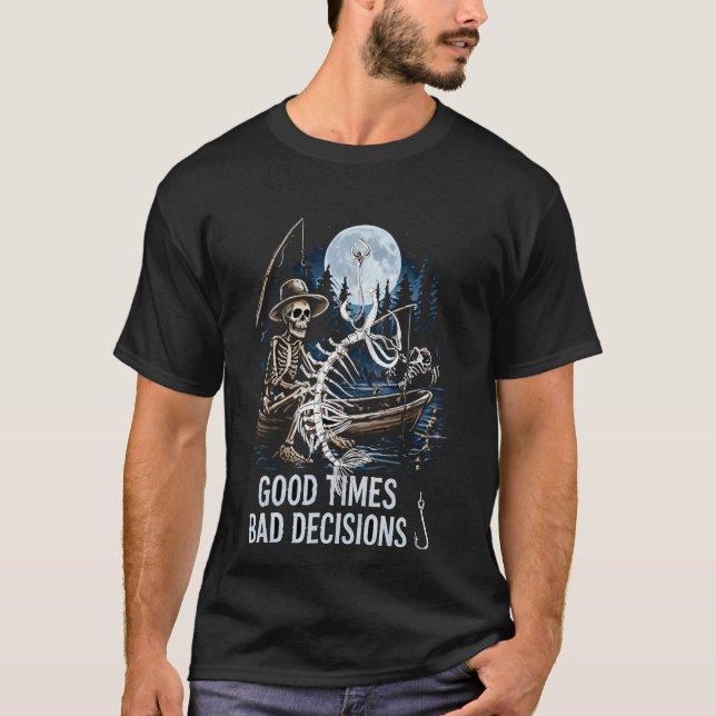 T-Shirt de pêche au squelette (Devant)
