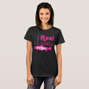 T-shirt de pêche de poissons de femmes de bobine