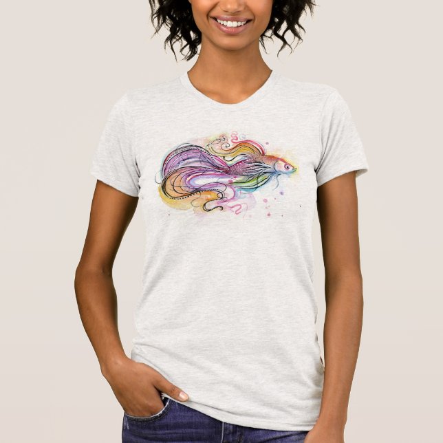 T-shirt de peinture de poissons de Betta (Devant)