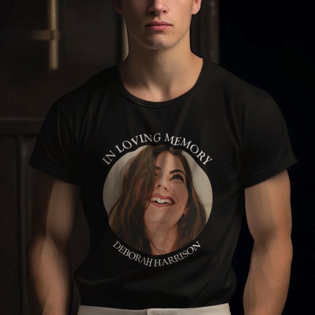 T-Shirt de photo de nom funéraire mémorial simplis (Créateur téléchargé)