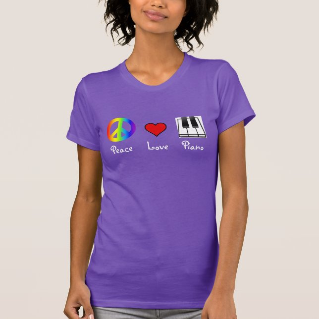 T-shirt de piano d'amour de paix (Devant)
