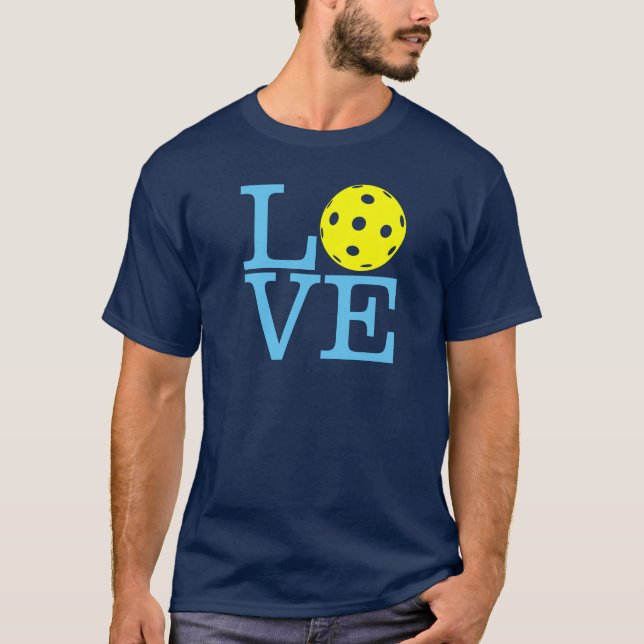 T-shirt de Pickleball : Bleu marine de "AMOUR" (Devant)