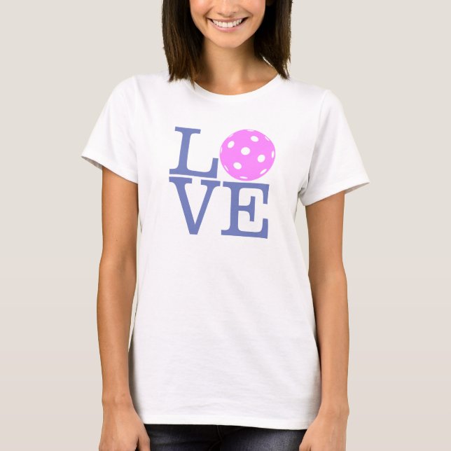 T-shirt de Pickleball des femmes : "AMOUR" (rose) (Devant)