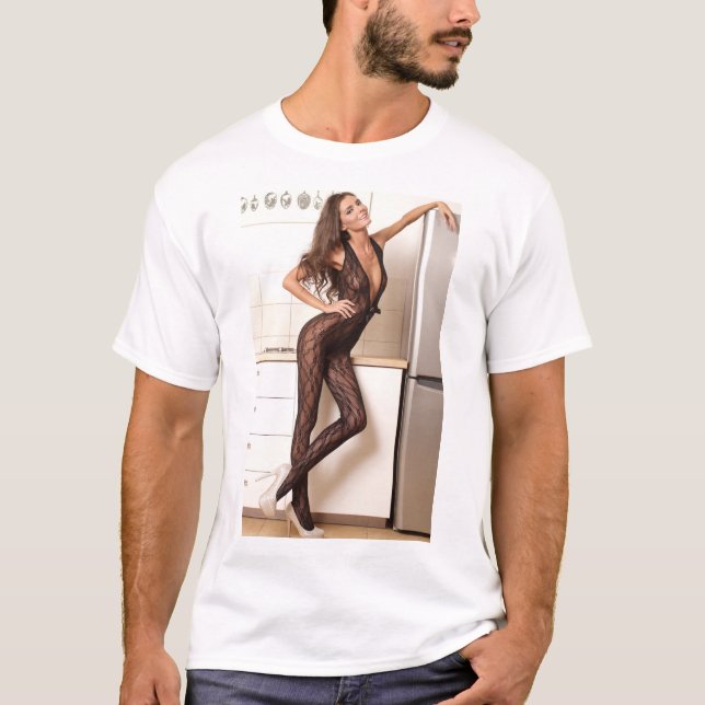 T-shirt de pin-up sexy de mannequin de fille (Devant)