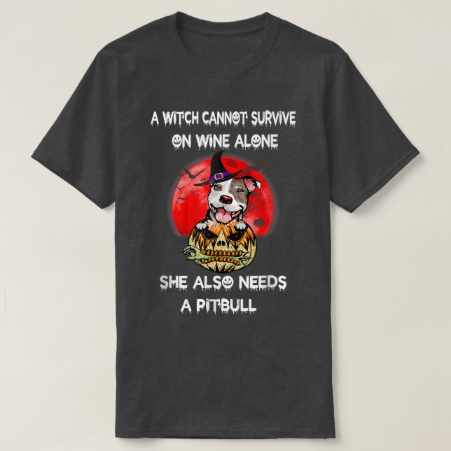 T-Shirt de Pitbull Witch Citrouille Halloween (Design devant)