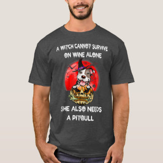 T-Shirt de Pitbull Witch Citrouille Halloween
