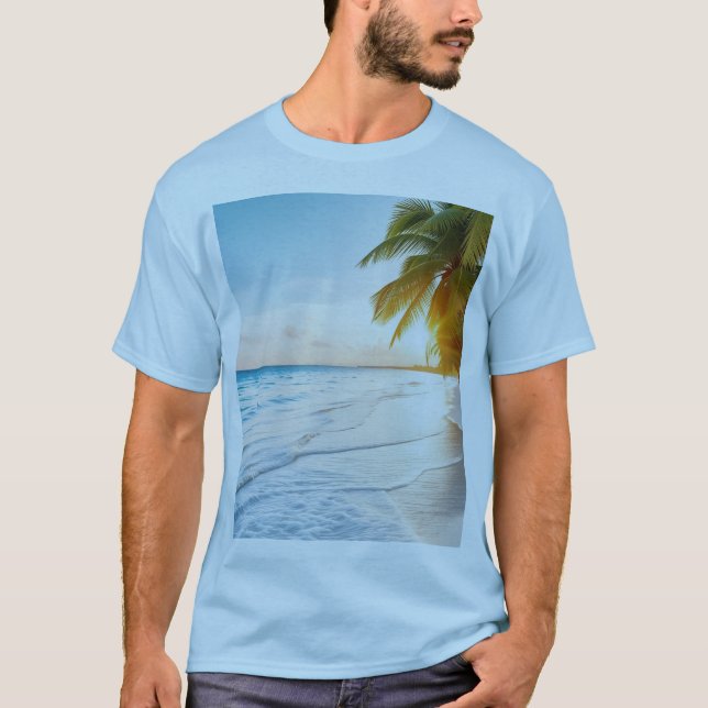 T-shirt de plage au coucher de soleil tropical (Devant)