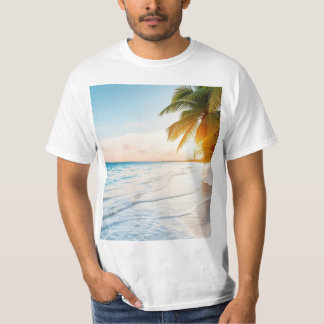 T-shirt de plage au coucher du soleil tropical