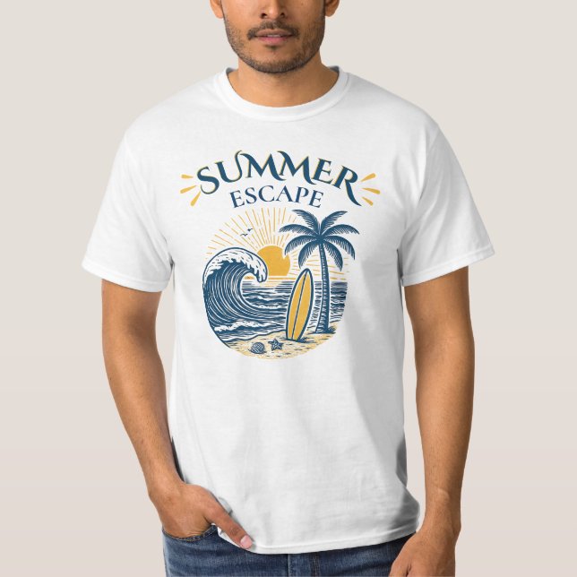 T-Shirt de plage Summer Escape | Design Surf et Va (Devant)
