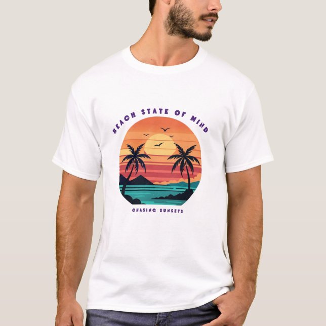 T-shirt de plage vintage État d'esprit d'été  (Devant)