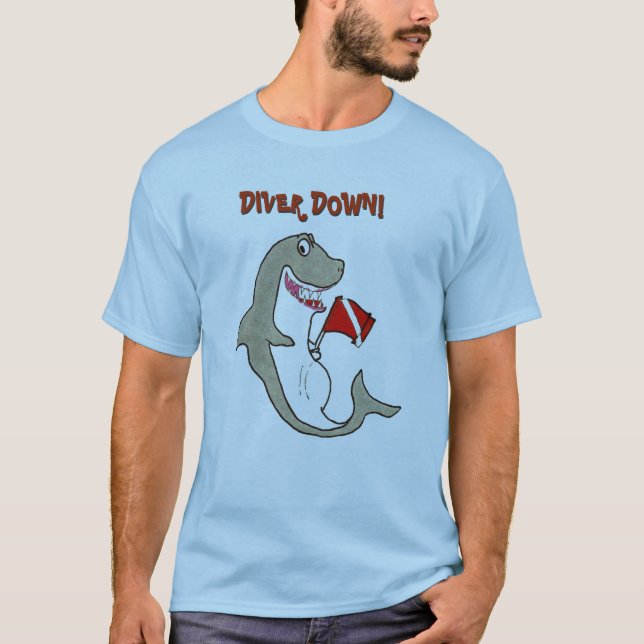 T-shirt De plongeur gros requin de bande dessinée vers le (Devant)