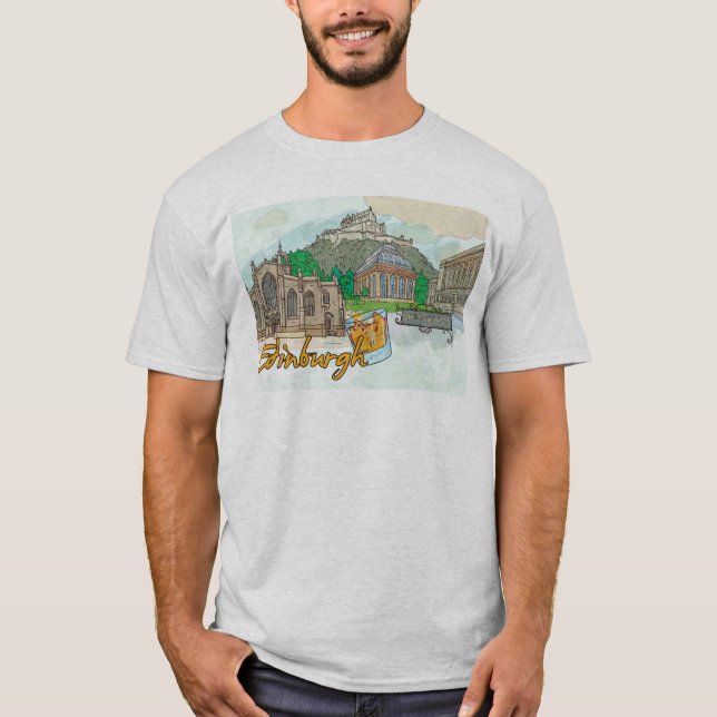 T-shirt de points de repère d'Edimbourg (Devant)